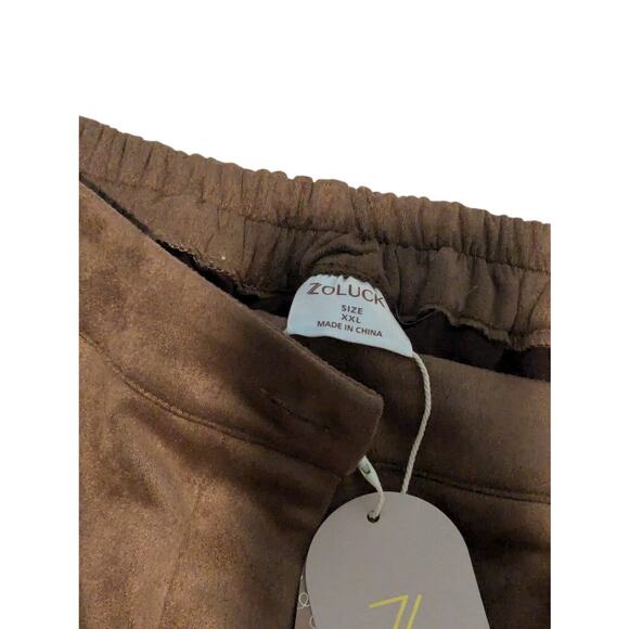 Zolucky Brown Women's Suede Pants - Picture 4 of 6